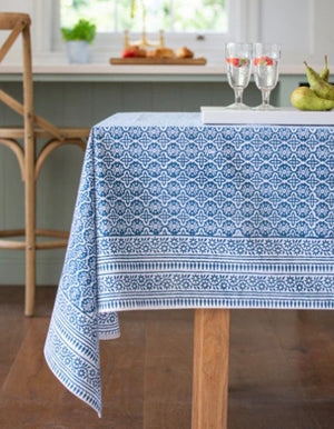 Sapphire Cotton Hand Block Printed Tablecloth