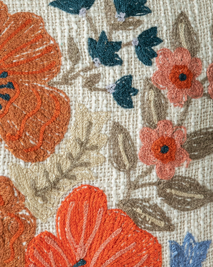Hand Embroidered Floral Cushion