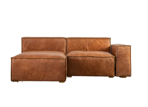 Leather Brown Boxed Sofa