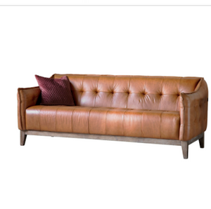 Ecclestone Brown Leather Button Backed Sofa
