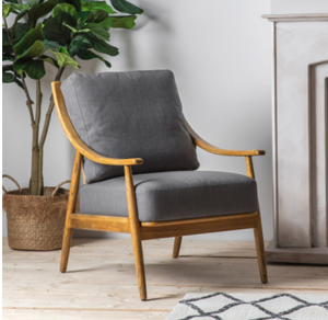 Reliant Grey or Natural Linen Mid Century Armchair