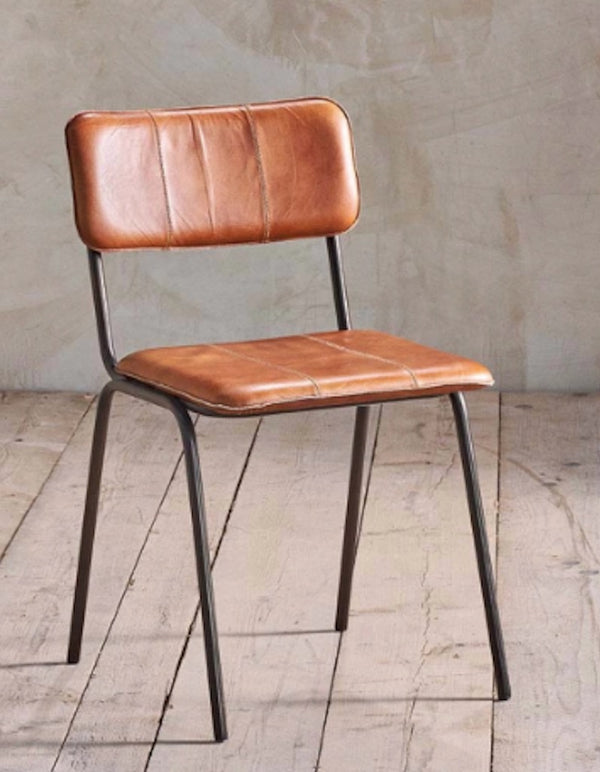 Refectory Leather Chair in Tan