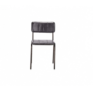 Refectory Leather Chair in Black