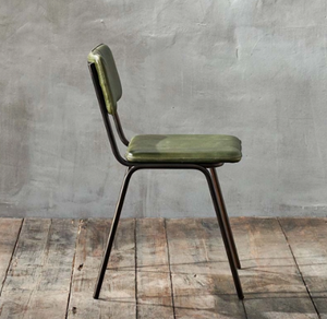 Refectory Leather Chair in Rich Green