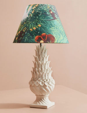 White Ceramic And Jungle Shade Lamp