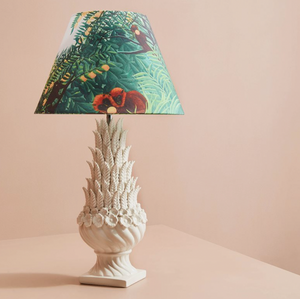 White Ceramic And Jungle Shade Lamp
