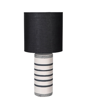 Monochrome Striped Lamp With Black Shade