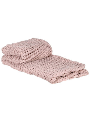 Chunky Knit Baby Pink Throw