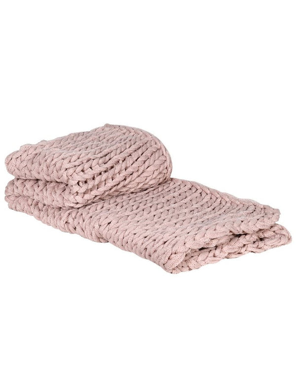 Chunky Knit Baby Pink Throw