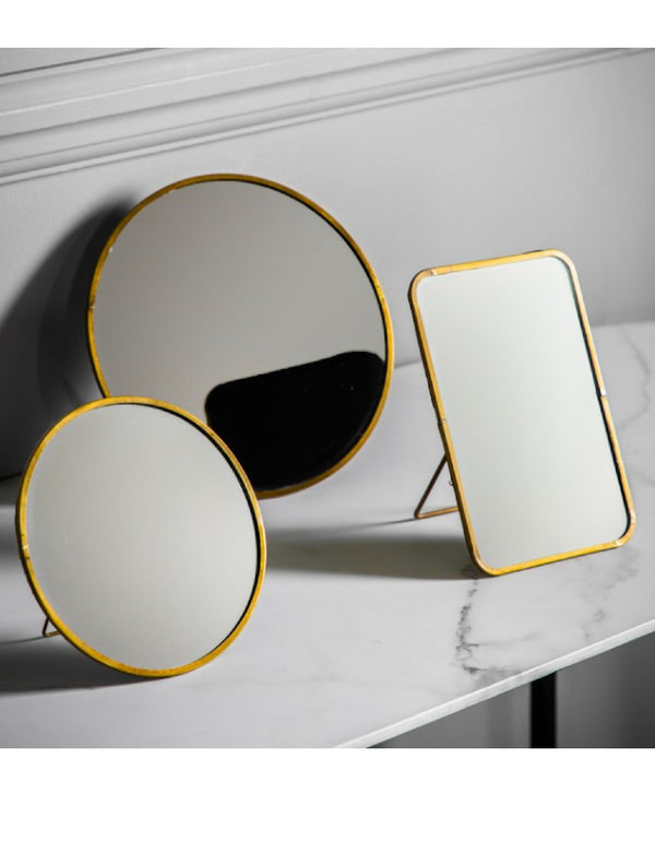 Slim Brass Rimmed Vanity Mirrors