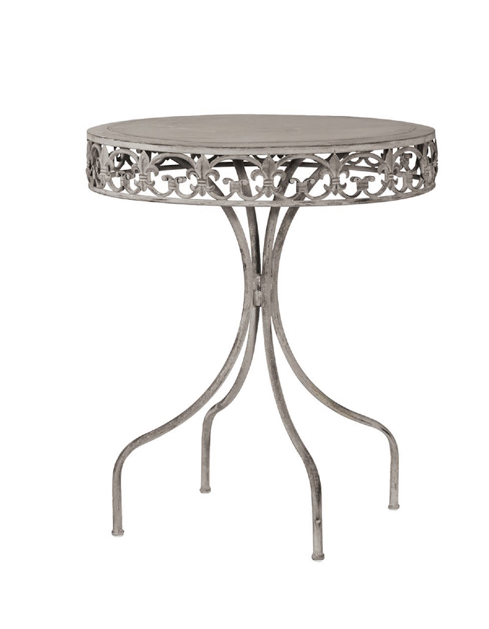 Decorative Grey Wash Round Metal Bistro Table The Forest Co