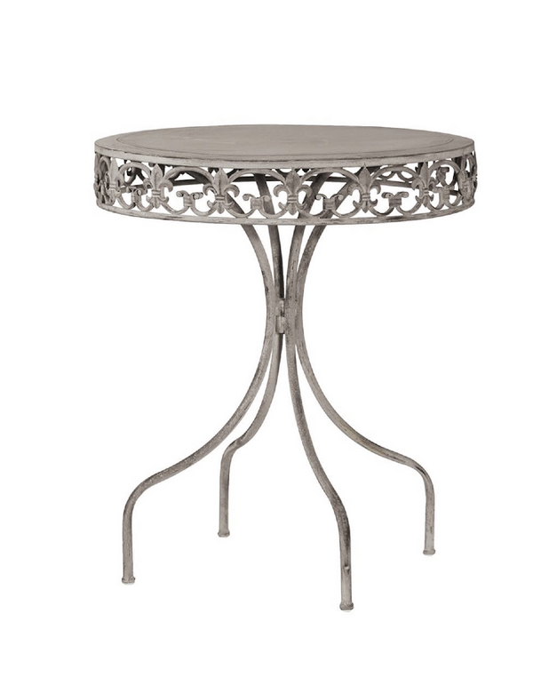 Decorative Grey Wash Round Metal Bistro Table