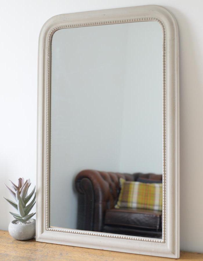 Vintage Edged Wall Mirror In Stone