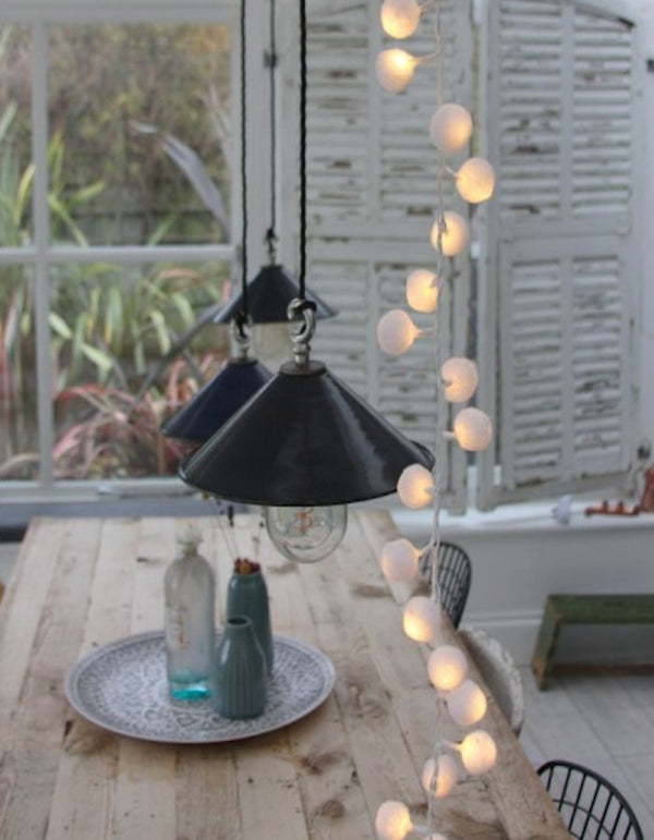 White Pom Pom Fairy Lights
