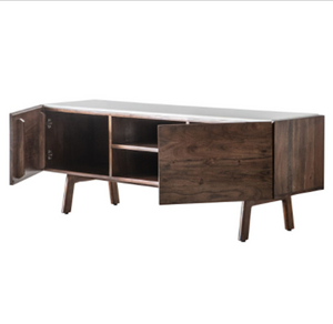 Wood And Marble Media Cabinet
