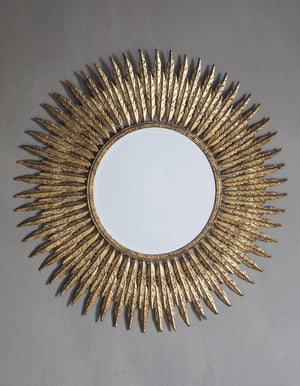 Gold Embossed Feather Wall Mirror