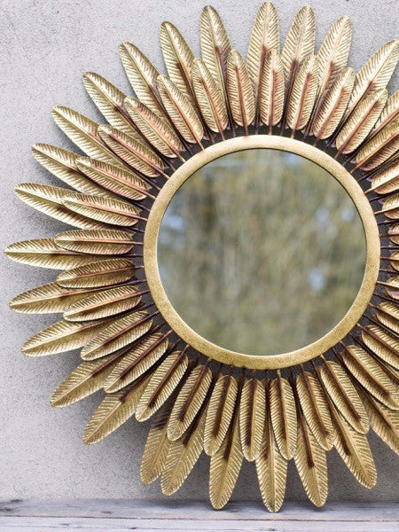 Antique Brass Round Wall Mirror - (two week lead time) - The Forest & Co.