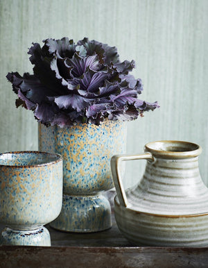 Madam Stoltz Mottled Liquid Blue Stoneware Vase