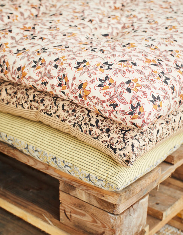 Indian Block Print Soft Floral Floor Mattress