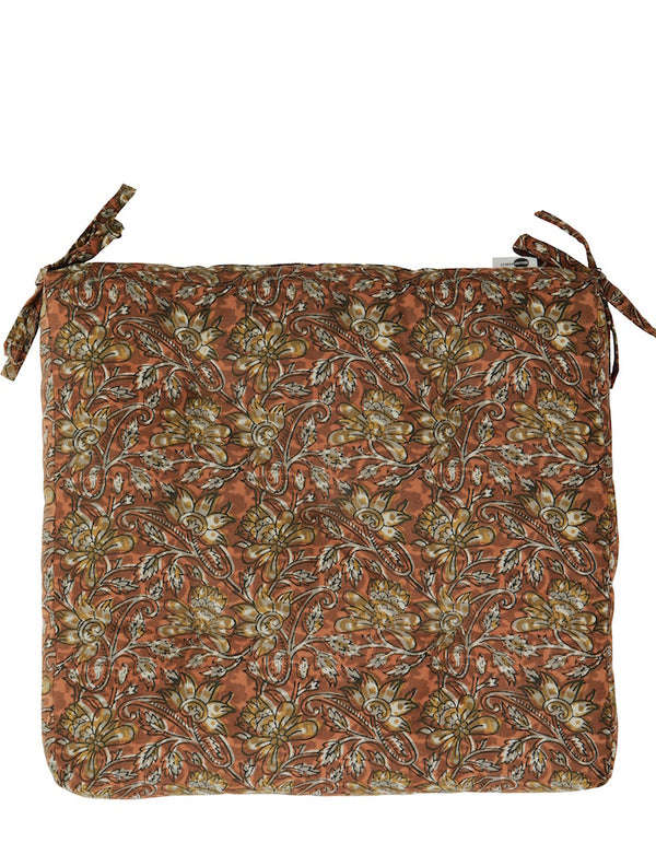 Double Sided, Burnt orange Floral Seat Pad