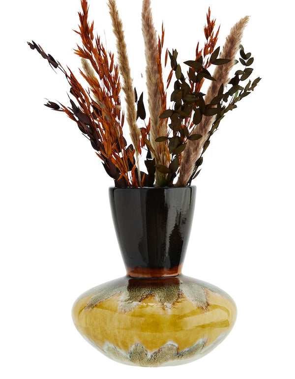 Madam Stoltz Brown and Yellow Glazed Vase