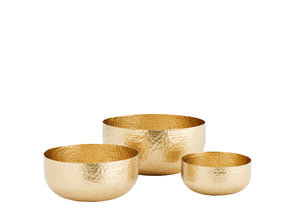 Set Of Three Hammered Gold Pots