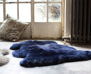 Luxurious Midnight Blue Sheepskin Rug - The Forest & Co.