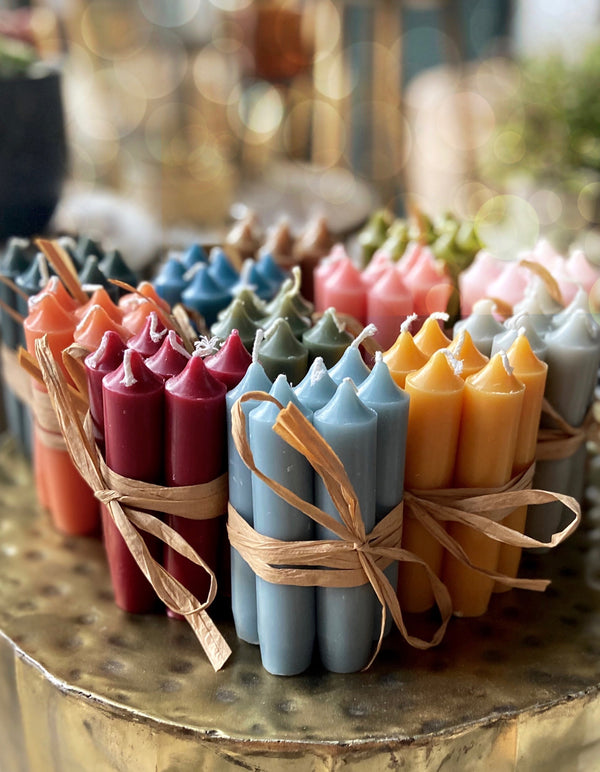 Set of eight Colourful Mini Dinner Candles