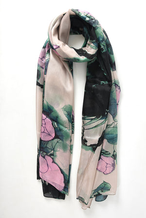 Personalised Soft Pink To Emerald Floral Print Scarf