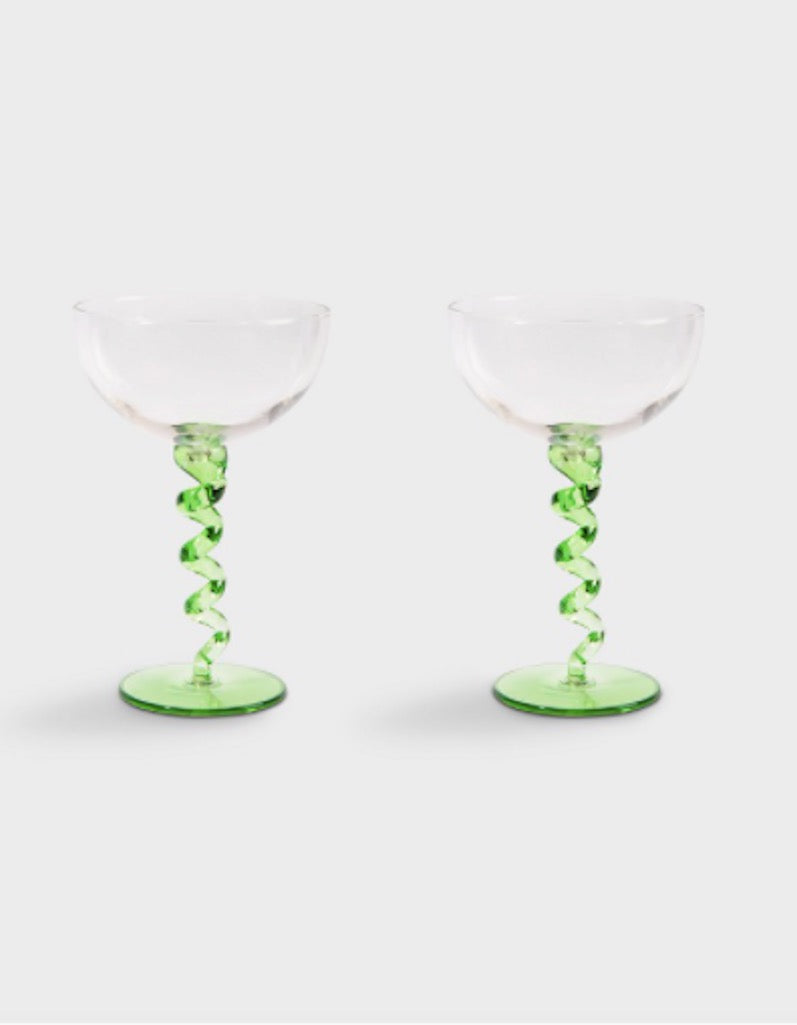 Green Twisted Spiral Stem Cocktail Glasses – Studio Su Casa