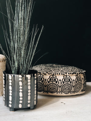 Black And White Shibori Ceramic Planter