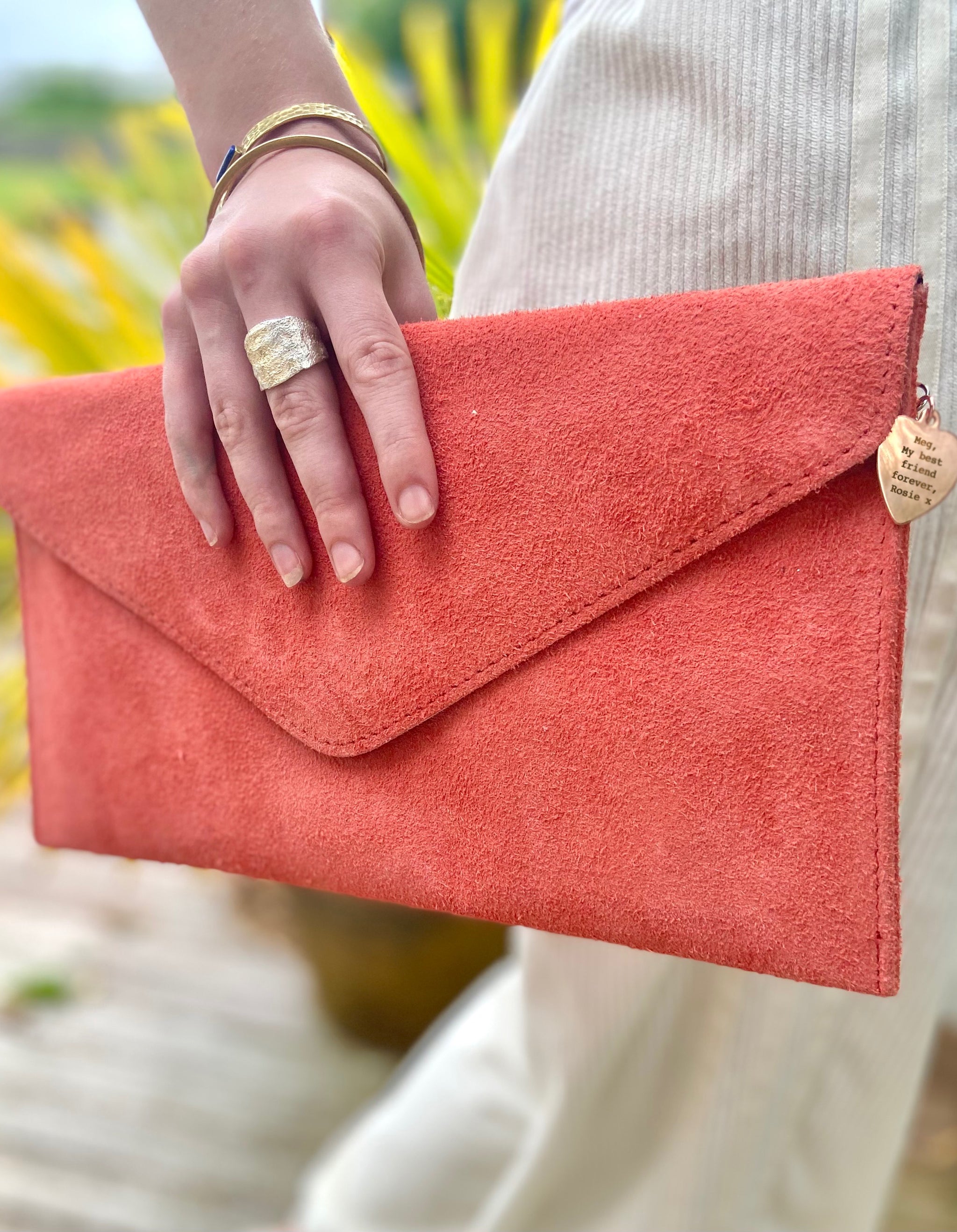 Suede Beige Envelope Style Clutch Bag - Allure Online Shop