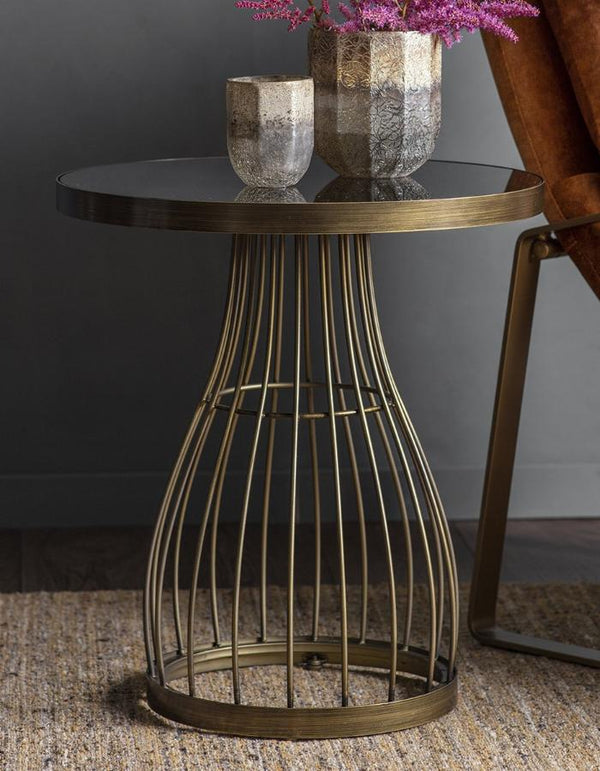 Southgate Bronzed Round Side Table With Smoked Glass Top