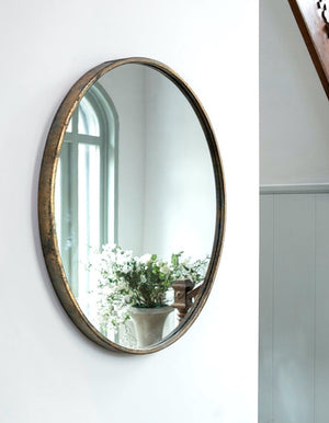 Antique Brass Round Wall Mirror - (two week lead time)