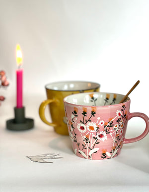 Pink Daisy Print Mug PRE ORDER January