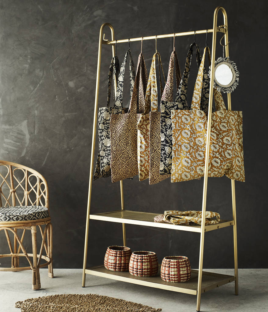 Brass Clothes Rail With A Double Shelf PRE ORDER - The Forest & Co.