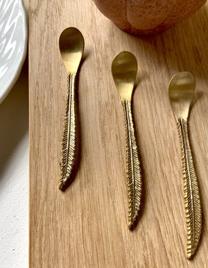 Set Of Three Gold Feather Spoons