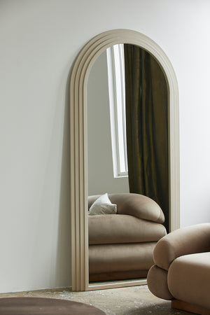 Elegant Arched  Metal Mirror In Stone colour