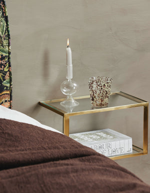 Golden and Glass Boxed Wall Shelf