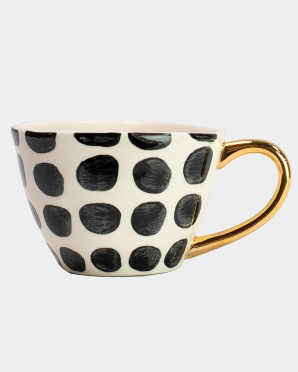 Black Polka Dot Stoneware Mug