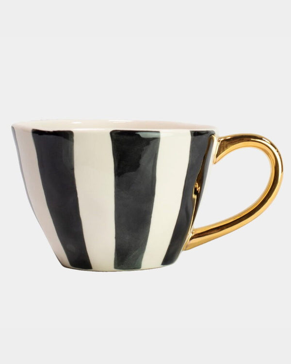 Black Stripe Stoneware Mug